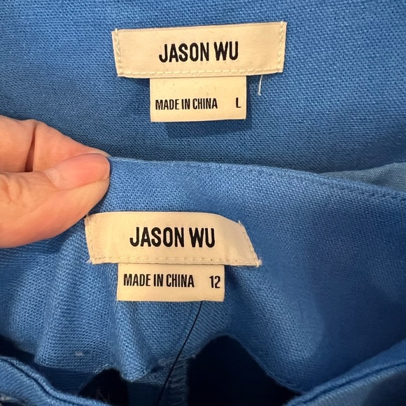 Jason Wu Linen Cropped Blazer Pant Suit Braided Trim Blue Women Size 1… - Picture 10 of 16